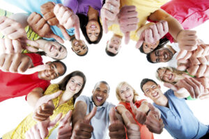 Large group of young people standing in the circle and showing ok with their hand gesture. They are isolated on the white background. View from below.  [url=http://www.istockphoto.com/search/lightbox/9786738][img]http://img830.imageshack.us/img830/1561/groupsk.jpg[/img][/url]