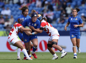 Rugby Union - Women’s World Cup - Japan v Italy - Waitakere Stadium, Auckland, New Zealand - October 23, 2022 Italy's Melissa Bettoni in action REUTERS/David Rowland